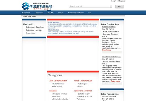 لقطة شاشة لموقع World Web Rank Directory
بتاريخ 01/12/2021
بواسطة دليل مواقع الاقرب